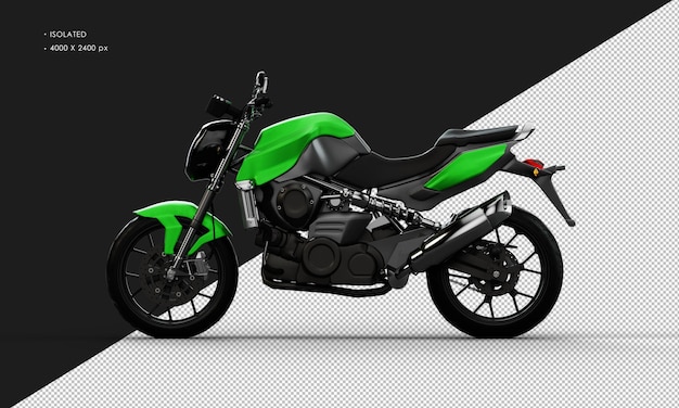 Motocicleta de trilha verde de metal realista isolada da vista lateral  esquerda