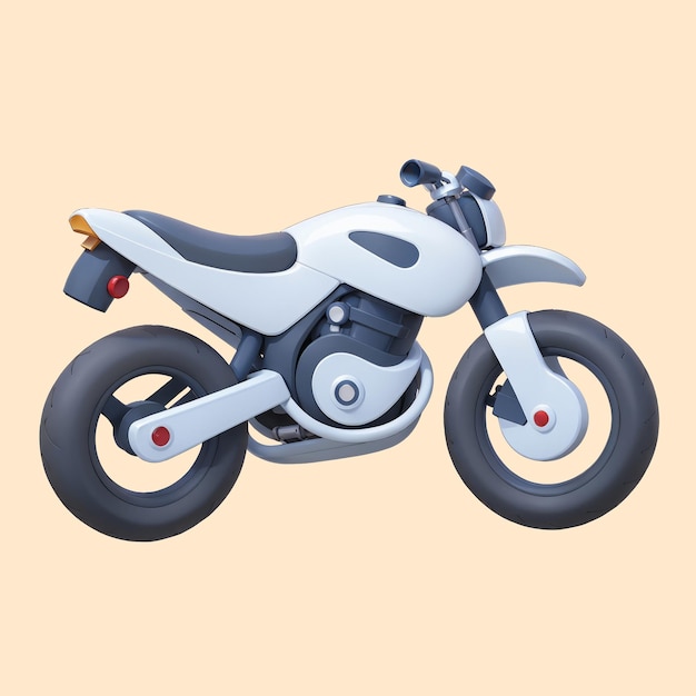 PSD motocicleta isolada em ilustração de desenho animado branco