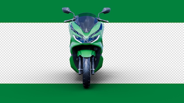 PSD motocicleta en renderización 3d con sombra proyectada vista de frente