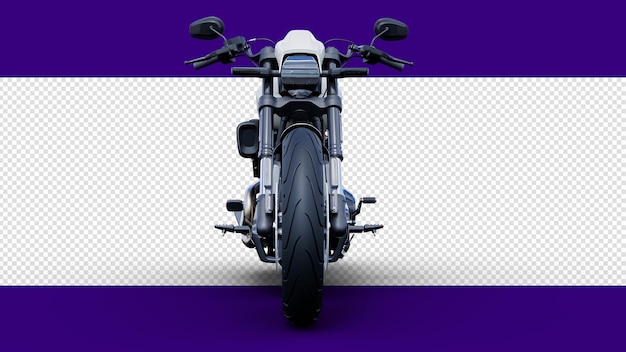 PSD motocicleta en renderización 3d con sombra proyectada vista de frente