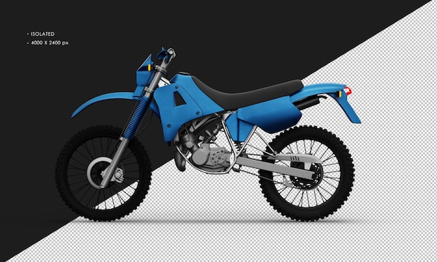 PSD motocicleta de sendero azul de metal realista aislada desde la vista lateral izquierda