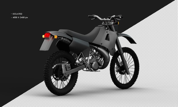 PSD motocicleta de sendero gris titanio de metal realista aislada desde la vista trasera derecha