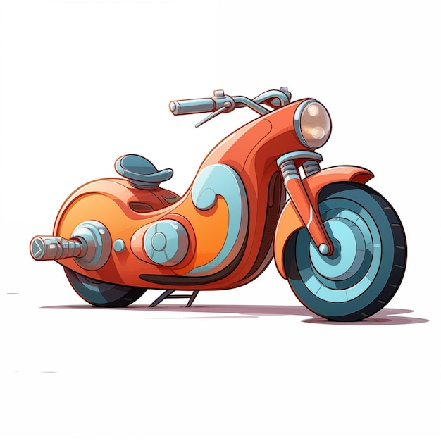 Motocicletta di cartone animato semplice su sfondo bianco