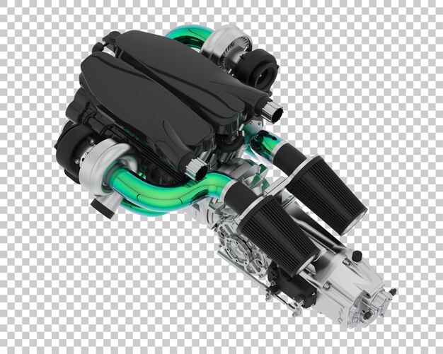 PSD motor de supercarro isolado em fundo transparente ilustração de renderização 3d