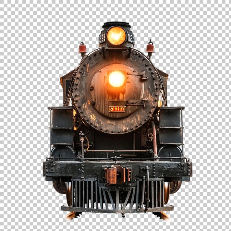 PSD un motor de tren en un fondo transparente