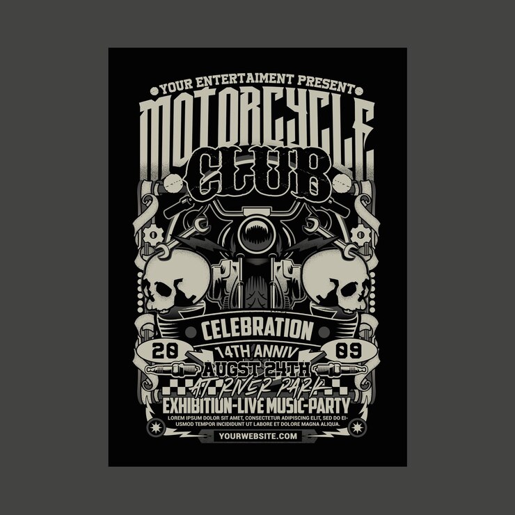 PSD motorcycle club event flyer