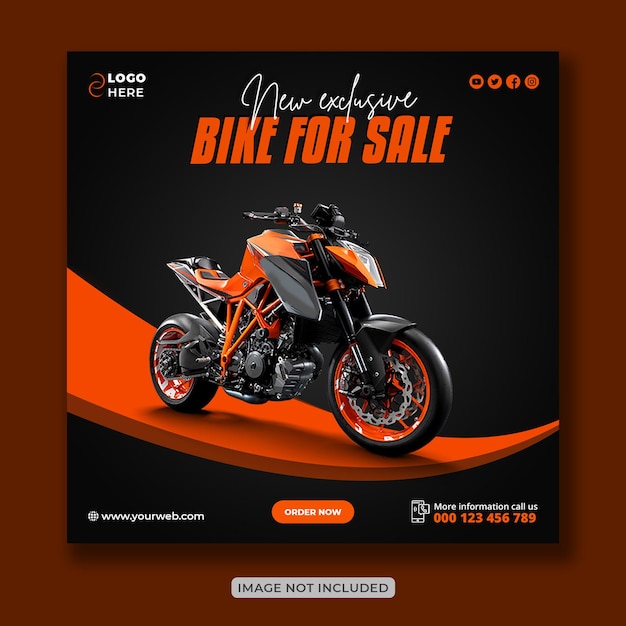Motorrad kreatives Instagram-Post- und Social-Media-Banner-Design oder quadratische Flyer-Vorlage