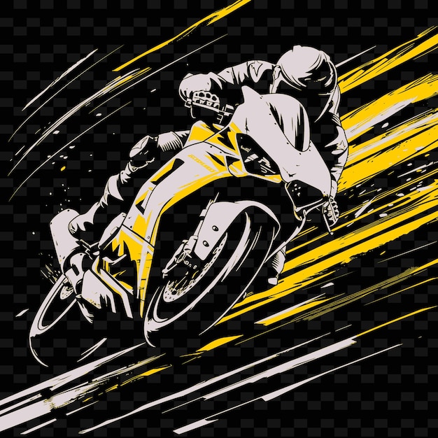 PSD motorradfahrer neigt sich mit geschwindigkeit in eine kurve mit einer dynamischen illustration flat 2d sport backgroundp
