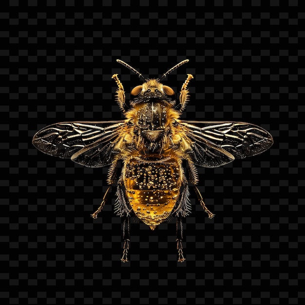 PSD mouche d'abeille png avec corps à fourrure formé en matériau de miel forme d'animal translucide art abstrait