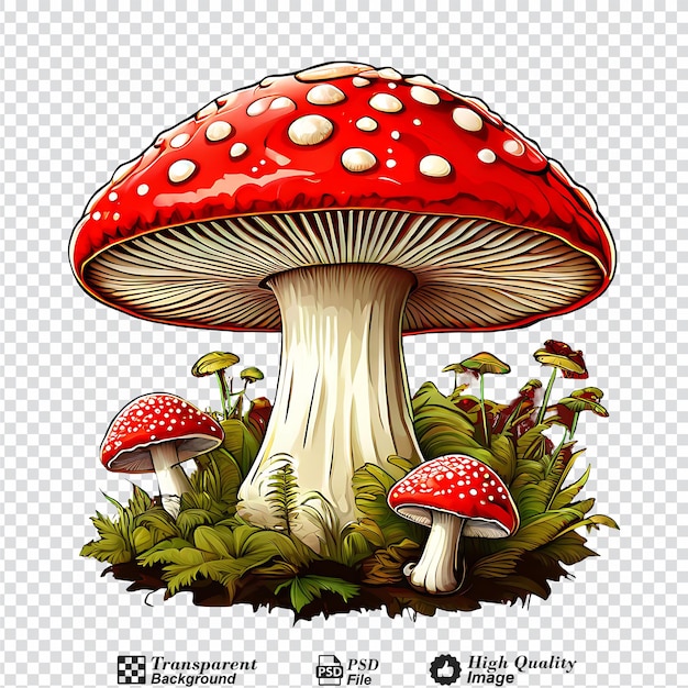 PSD mouche de champignon rouge agaric amanita muscaria isolée sur un fond transparent