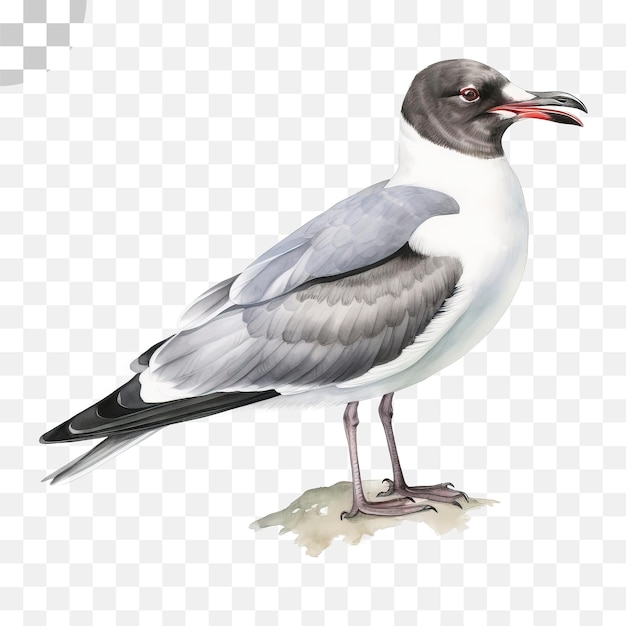 PSD une mouette avec une queue noire et des plumes blanches est assise sur un rocher, téléchargement hd png