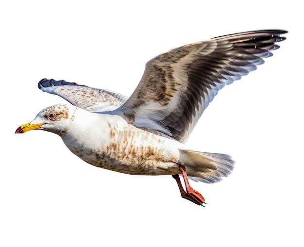 PSD une mouette en vol avec fond transparent generative ai