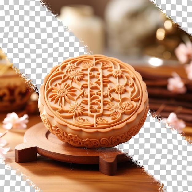 PSD le moule de gâteau de lune forme des gâteaux de lune traditionnels pour la célébration de la mi-automne fond transparent