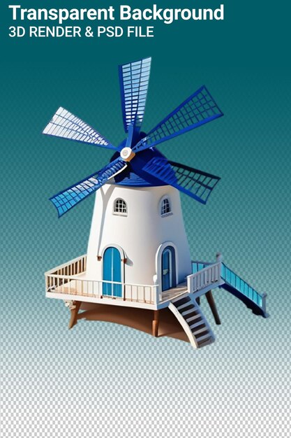 PSD un moulin à vent bleu avec un dessus bleu et un dessus bleu