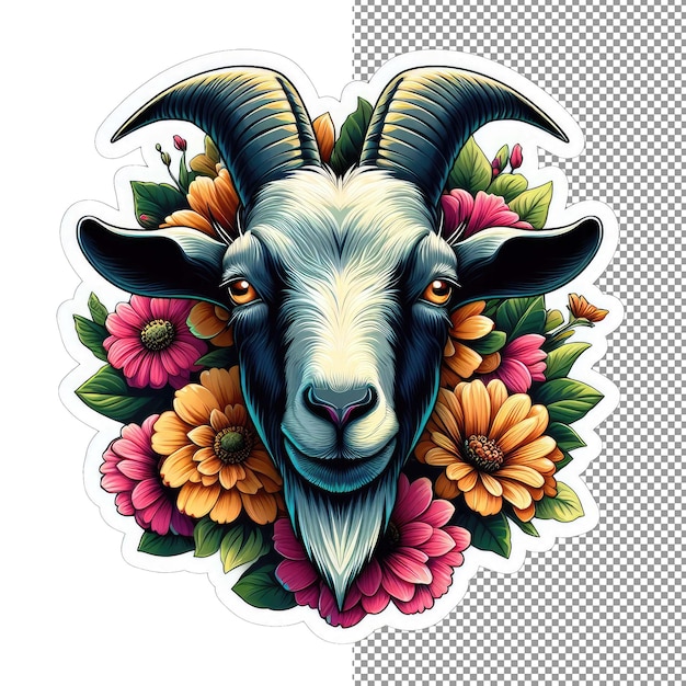 PSD mount marvel majestic goat sticker (etiqueta de cabra da montanha maravilhosa)