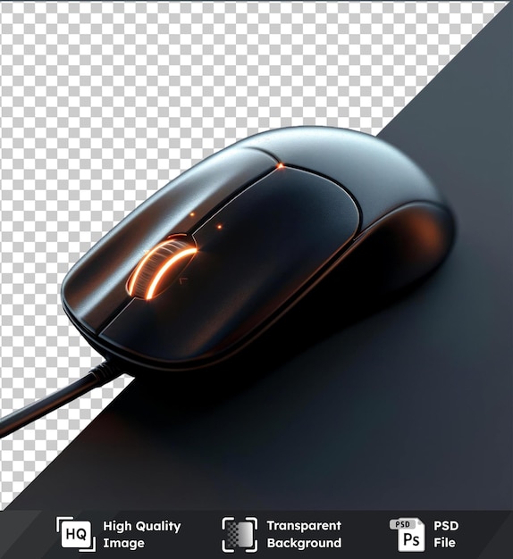 PSD mouse de computador psd transparente de fundo com acabamento prateado e cinza com um reflexo brilhante