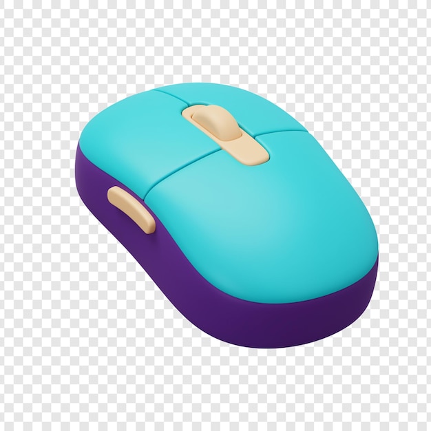 Mouse per computer a cartoni animati 3D su sfondo trasparente