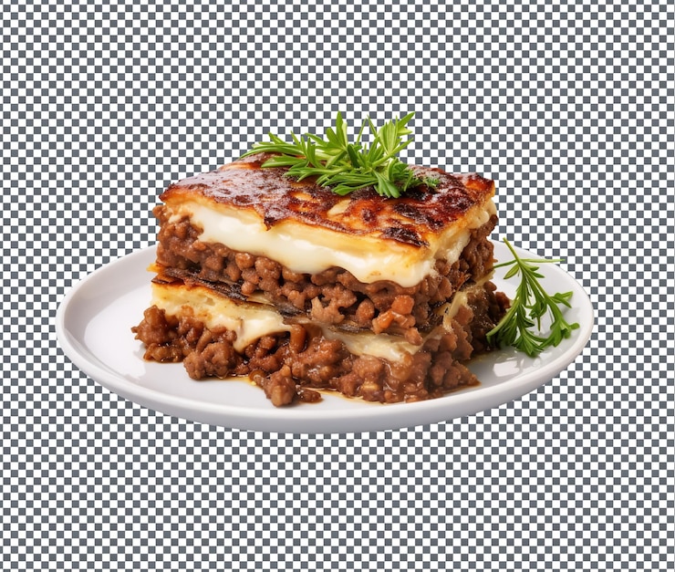PSD moussaka doce prato grego isolado em fundo transparente