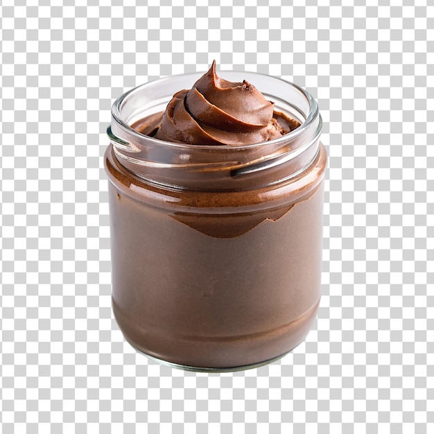 PSD mousse de chocolate em frasco isolado sobre um fundo transparente