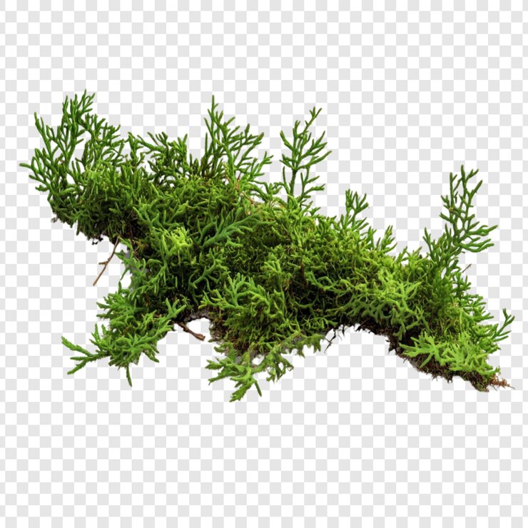 PSD une mousse verte luxuriante isolée sur un fond transparent parfaite pour les dessins et les textures de la nature un groupe vibrant de mousse idéal pour ajouter une touche de nature à vos projets