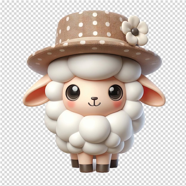 PSD un mouton avec un chapeau sur la tête et un chapeaux dessus