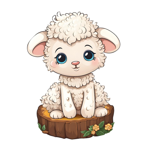 PSD mouton de dessin animé isolé sur fond transparent