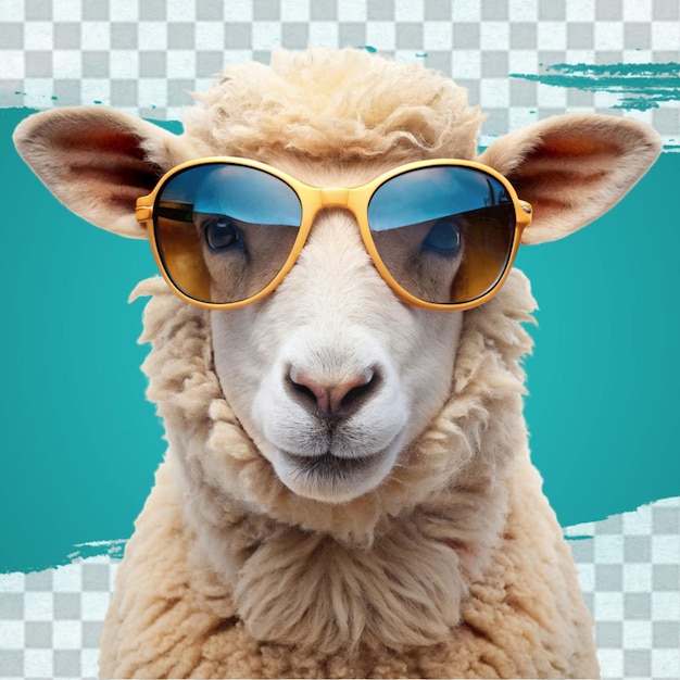 PSD un mouton drôle portant des lunettes de soleil isolé