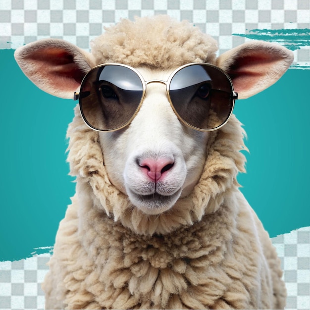 PSD un mouton drôle portant des lunettes de soleil isolé