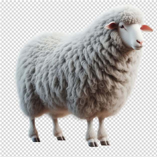 PSD un mouton est montré avec un visage blanc et une étiquette rouge sur son oreille