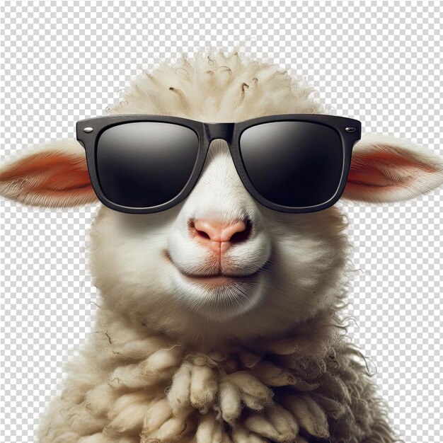 PSD un mouton avec des lunettes de soleil qui dit moutons et une photo de lui