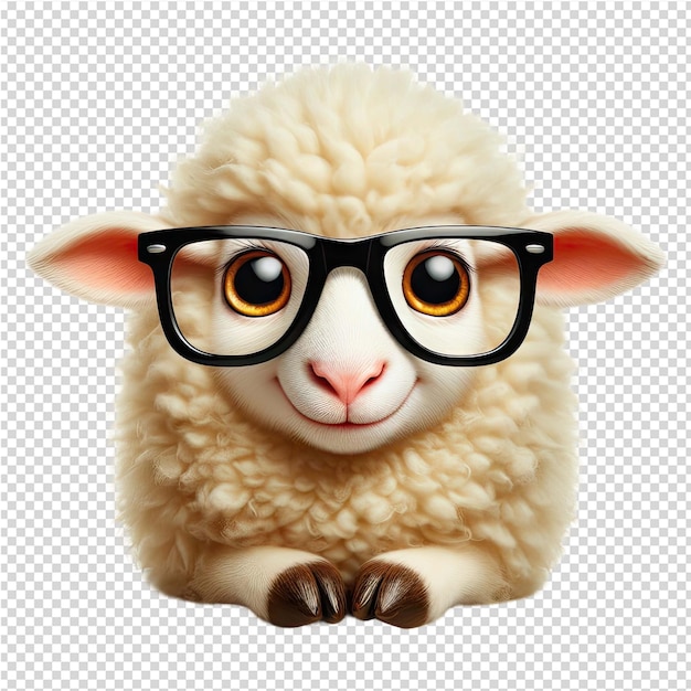 PSD un mouton portant des lunettes et des lunettes à bord noir