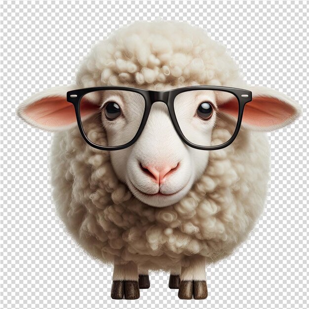 PSD un mouton portant des lunettes et une photo d'un mouton portant les lunettes