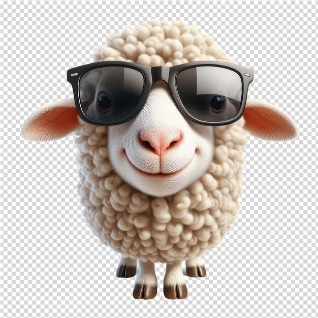 PSD un mouton portant des lunettes de soleil et un mouton vêtus de lunettes de soleil