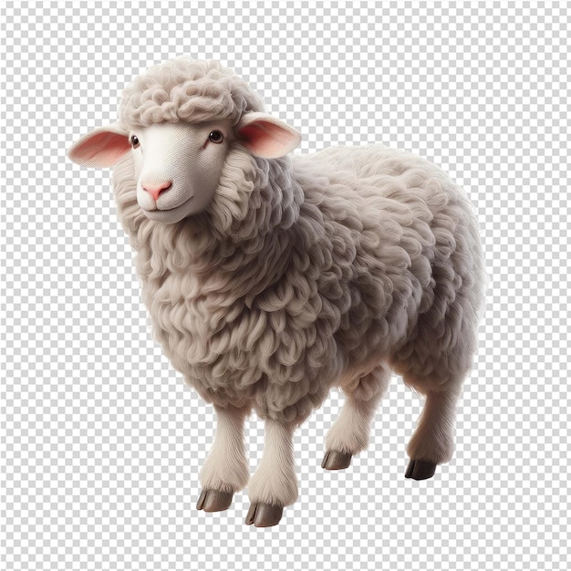 PSD un mouton se tient sur un papier blanc avec un fond bleu