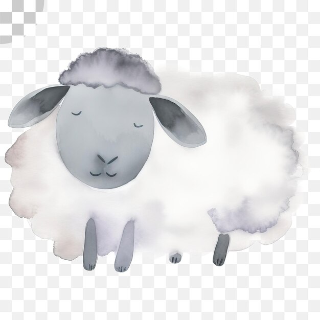 PSD moutons d'aquarelle mignons à fond transparent