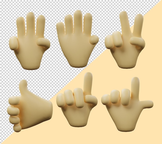 Mouvements de la main de rendu 3d