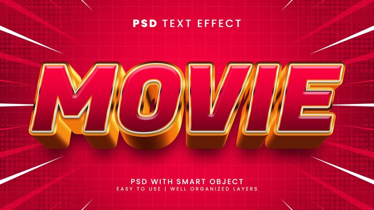 PSD movie editable text effect with cinema and show text style