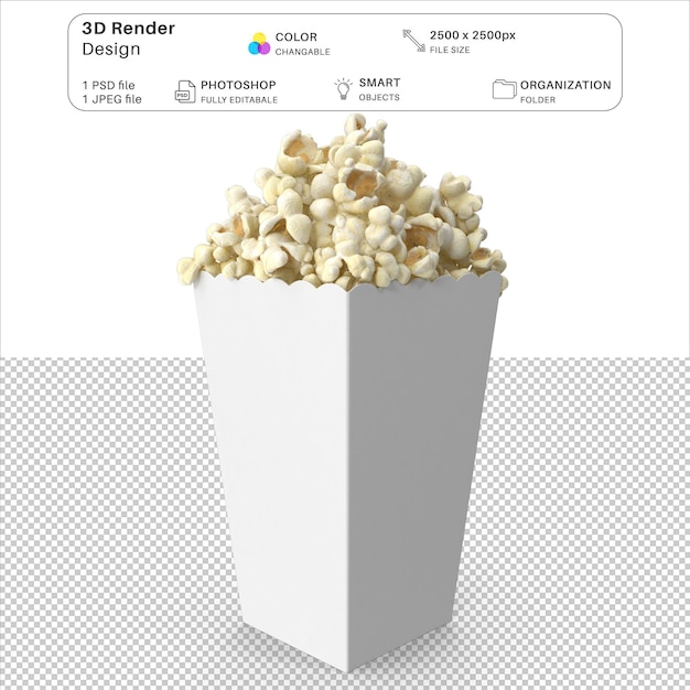 Movie Popcorn 3D-Modellierungs-PSD-Datei
