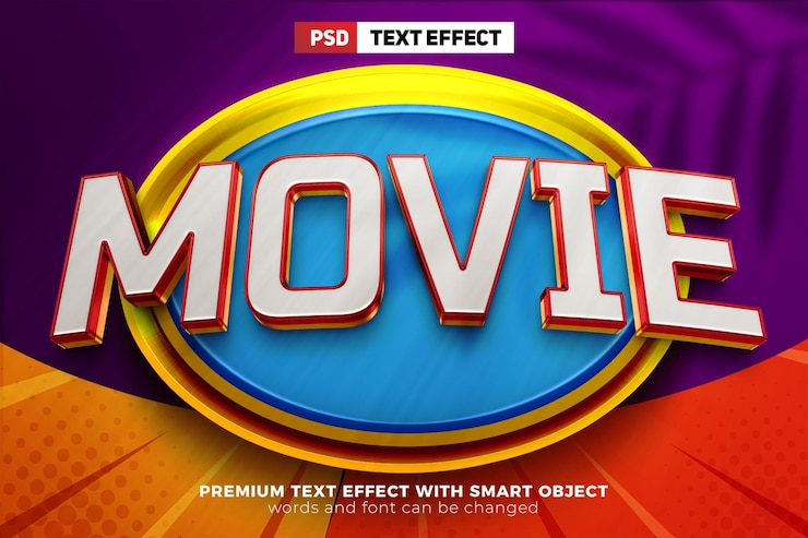 PSD movie show luxury 3d editable text effect mock up template