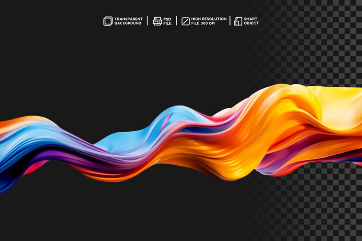 PSD movimiento fluido dinámico en diseño 3d colorido abstracto sin fondo