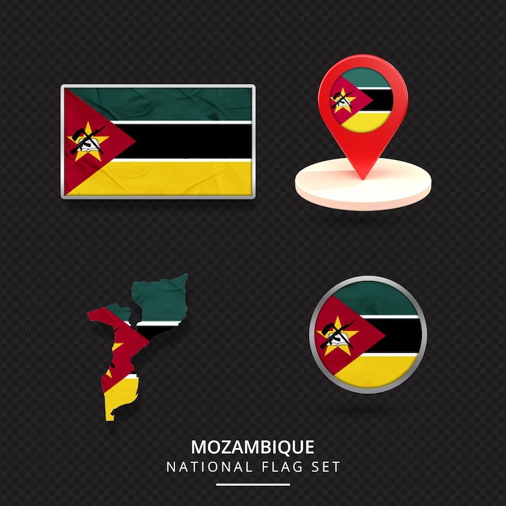 PSD mozambique national flag map location element design