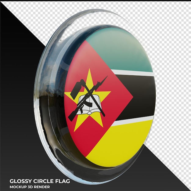 Mozambique0003 Bandera de círculo brillante con textura 3d realista