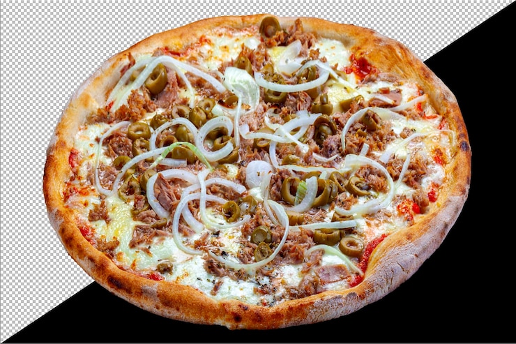 PSD mozzarella pizza olive cipolla salsa di pomodoro e carne tritata