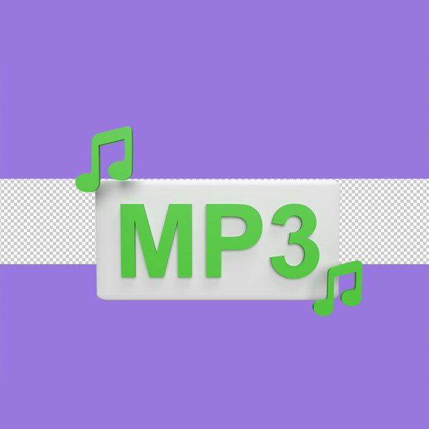 Mp3 formato 3d icono modelo dibujos animados estilo concepto render ilustración