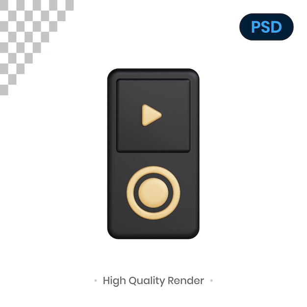 Mp3-player 3d render illustration premium psd