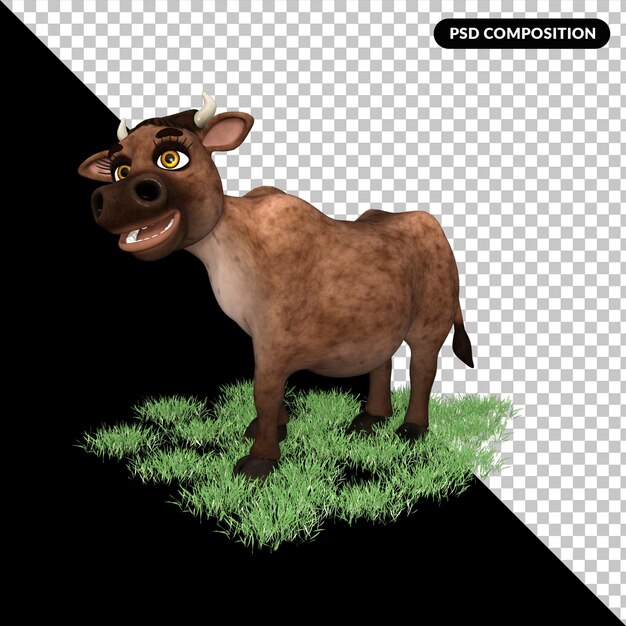 Mucca isolata rendering 3d