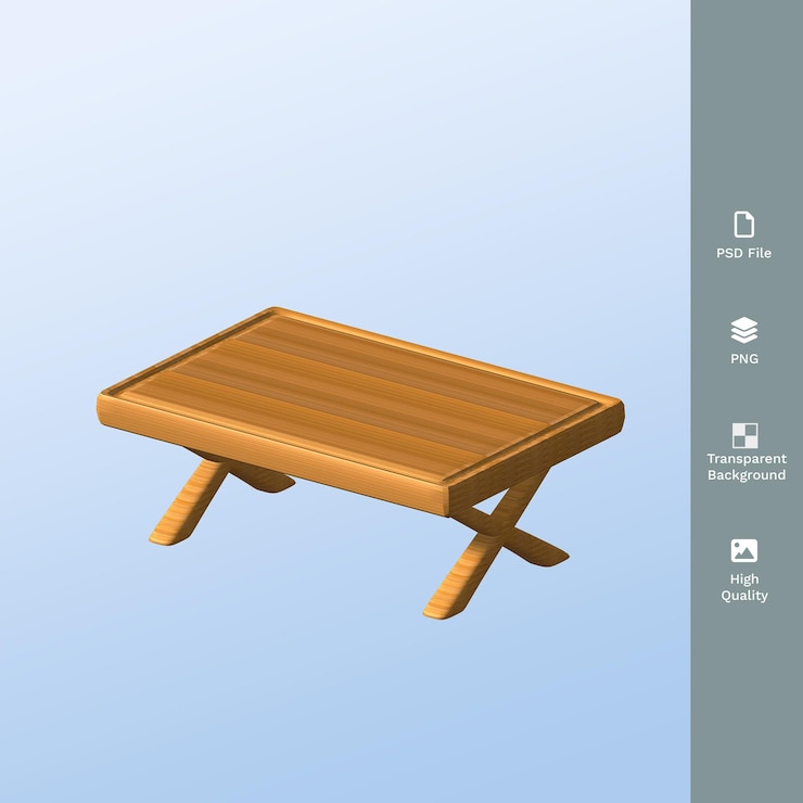 PSD mueble pequeño de madera de mesa corta