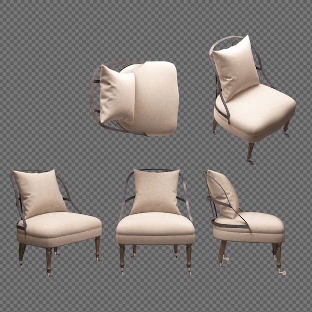 Muebles y accesorios de renderizado 3d