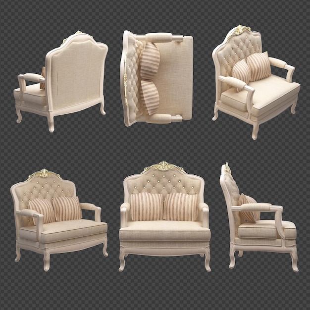 Muebles y accesorios de renderizado 3D