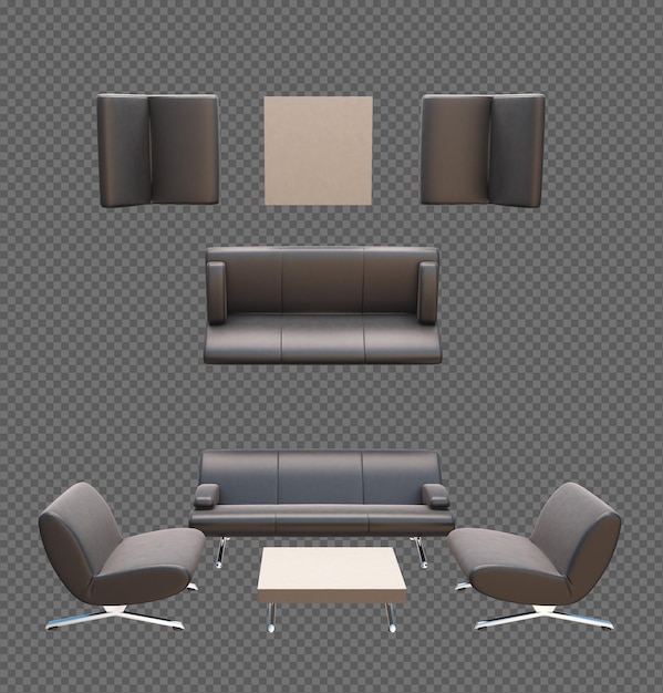 PSD muebles y accesorios de renderizado 3d